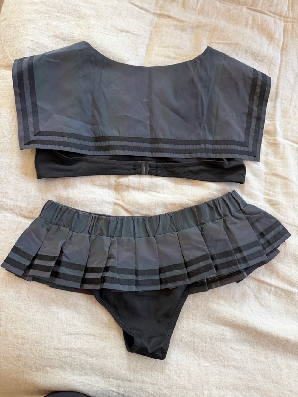 Black Sailor-Inspired Two-Piece Raver Set - Picture 3 of 6